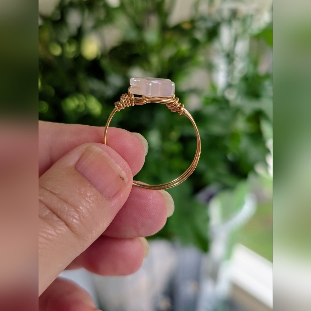 Rose Gold Star Ring with Pink Stone